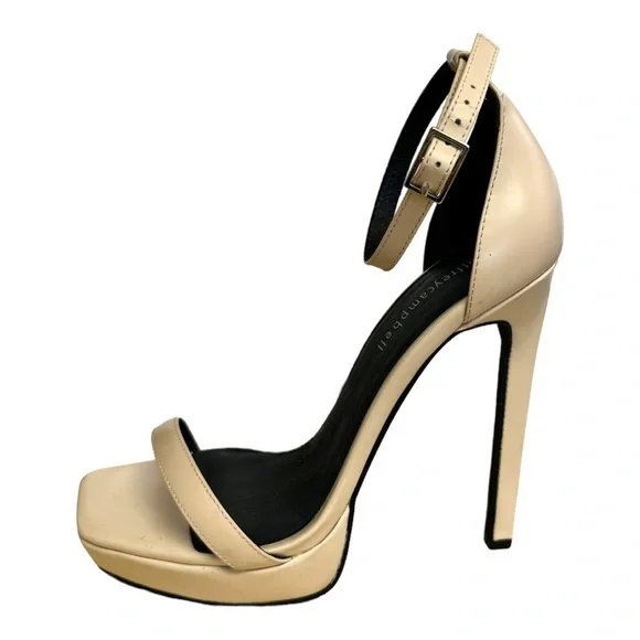 Jeffrey Campbell Nude Platform Heels Sandal Strap 7.5 - Picture 8 of 14